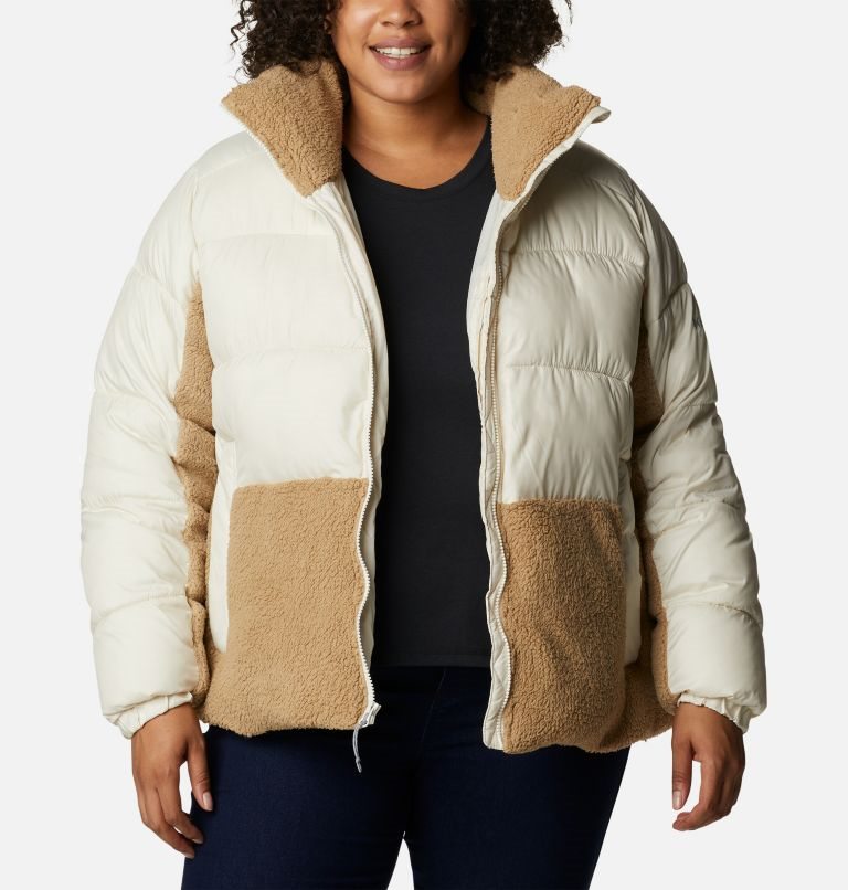 Women's Columbia Leadbetter Point Sherpa Hybrid Jackets Cream / Brown | Plus Size CA-D13C8